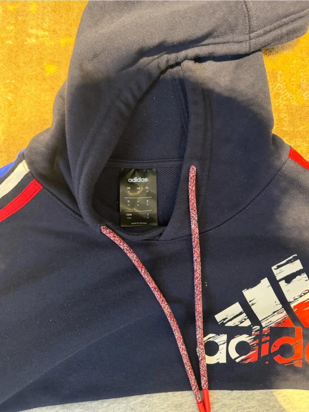 adidas Navy, Gray & Red Colorblock Pullover Hoodie